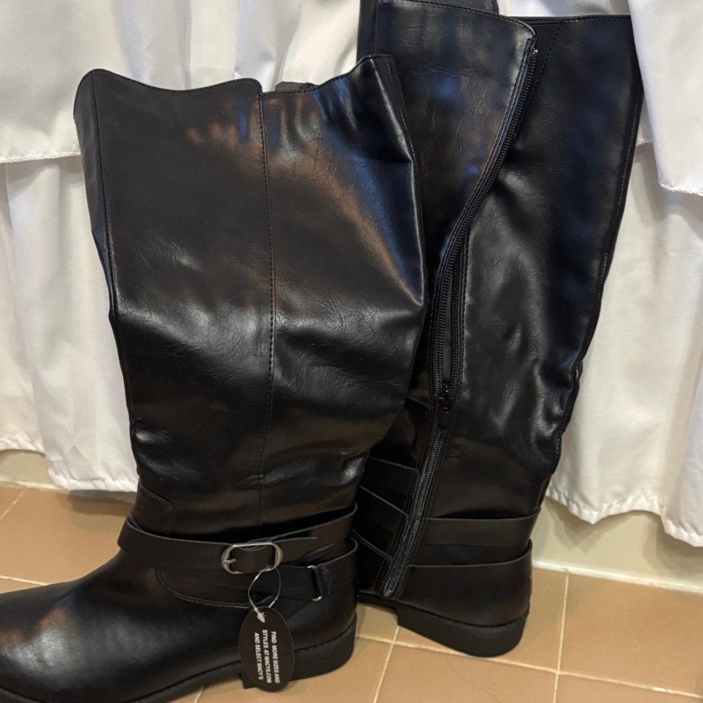 Style & Co. Black Over the Knee Boots with Buckle